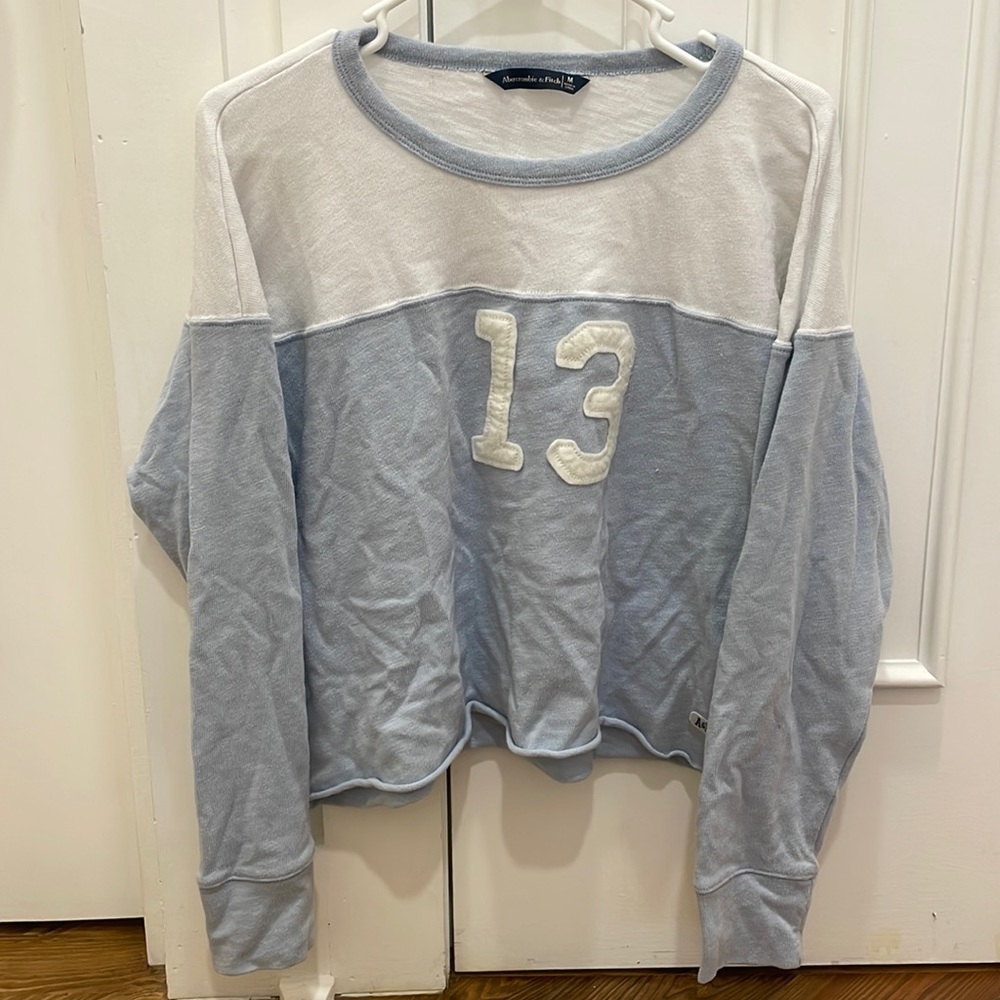 Abercrombie and fitch blue and white top